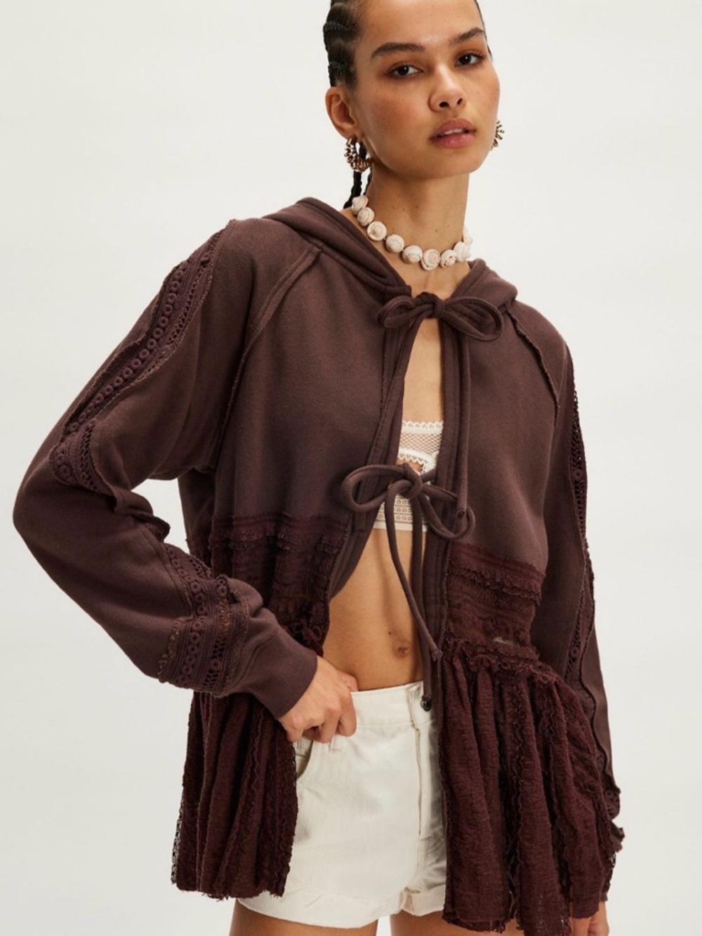 Free People Candy Lace Sweatshirt XS NWT